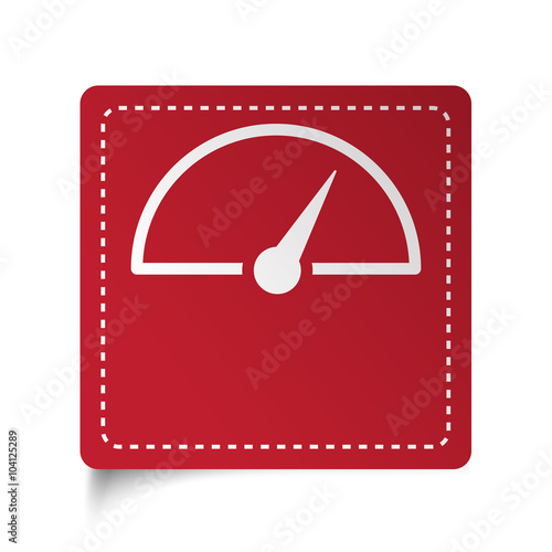 Flat Speed Meter icon on red sticker