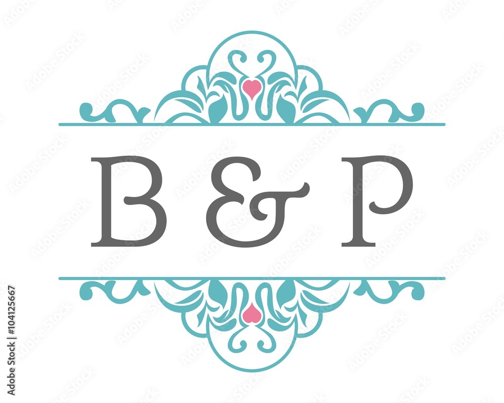 B & P Initial Wedding Ornament Logo B & P Initial Wedding Ornament Logo
