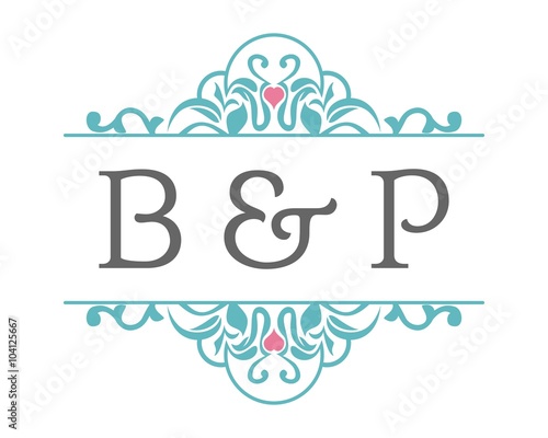 B & P Initial Wedding Ornament Logo