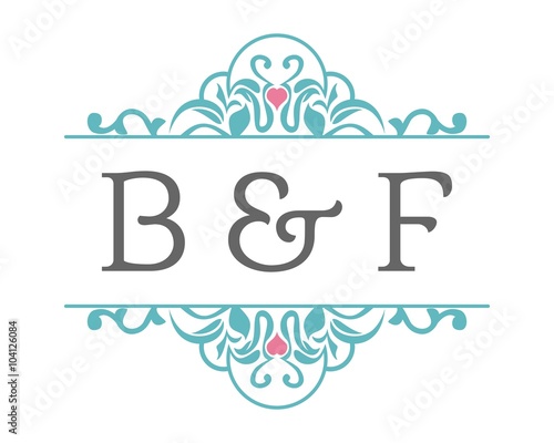 B & F Initial Wedding Ornament Logo