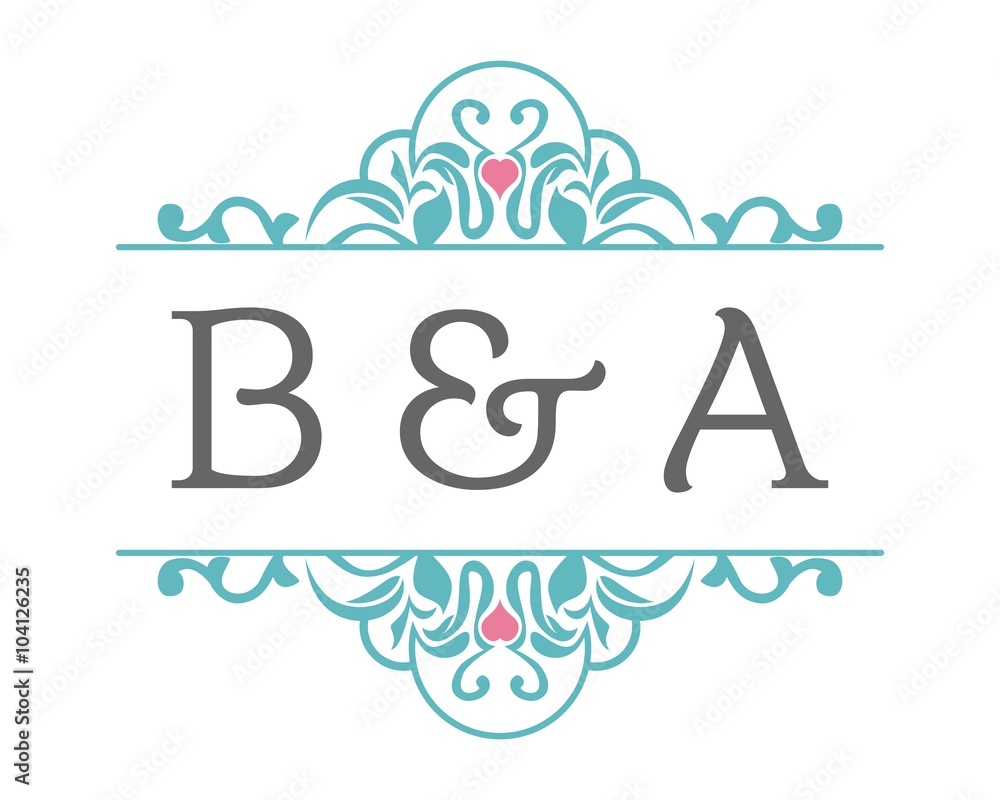 B & A Initial Wedding Ornament Logo B & A Initial Wedding Ornament Logo