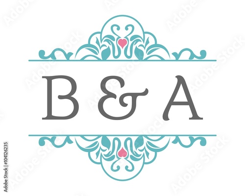 B & A Initial Wedding Ornament Logo