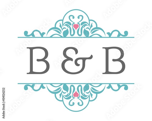 B & B Initial Wedding Ornament Logo