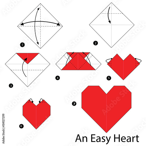 step by step instructions how to make origami An Easy Heart.