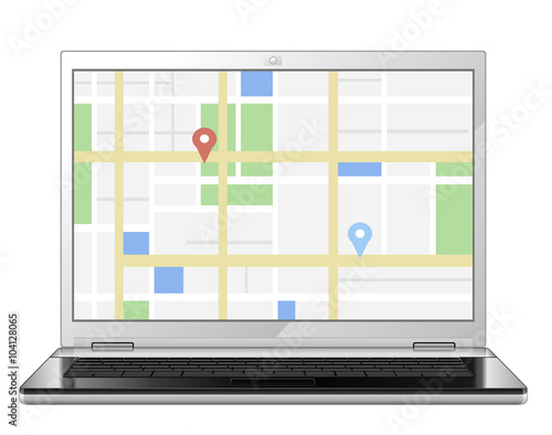 City Map On the Computer Screen
