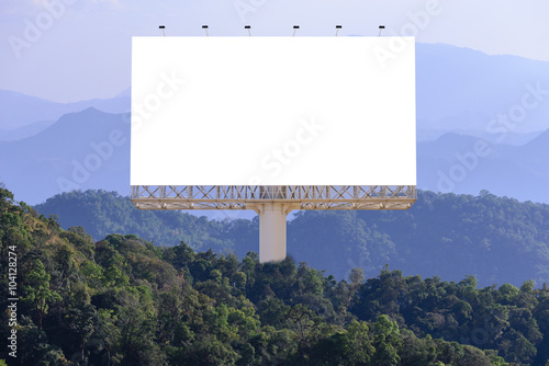 Blank billboard for advertising with forest background, everywhere advertising concept.