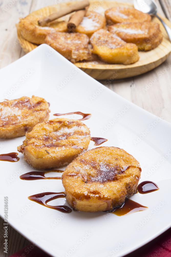 plate with torrijas, typical spanish