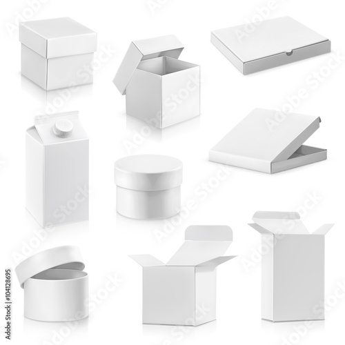 Set white cardboard boxes vector