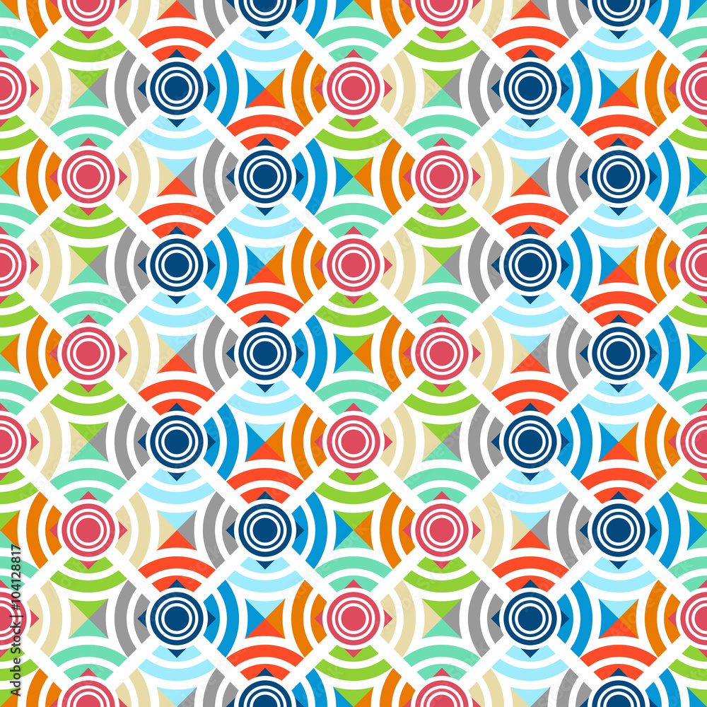 The pattern of colored circles squares