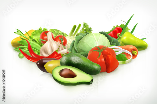Avocado, harvest juicy and ripe vegetables vector illustration