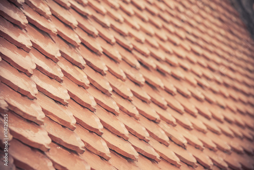 Ceramic roof pattern with Vintage filter and selective focus