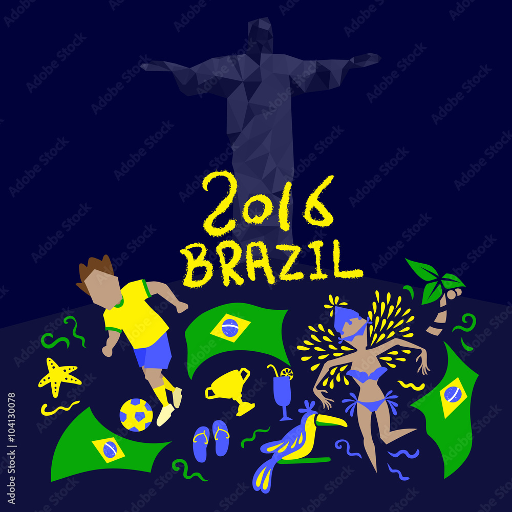 Brazil flag with 2016 text