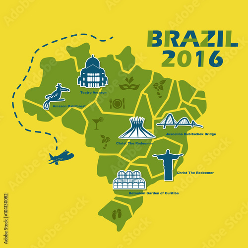 Brazil map with 2016 text