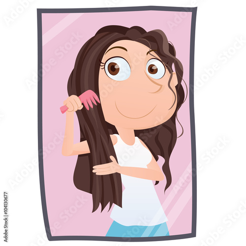 girl combing hair
