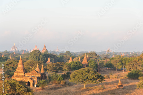 Sunrise at Ancient Temples in Bagan  Myanmar Silluate