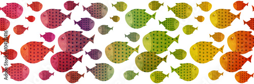 Photography rainbow swimming fish border illustration