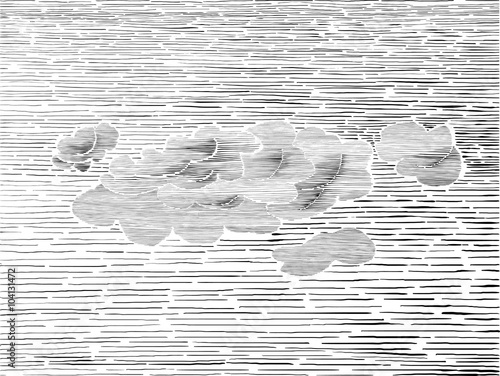 Pen ink graphic of the cloudy sky