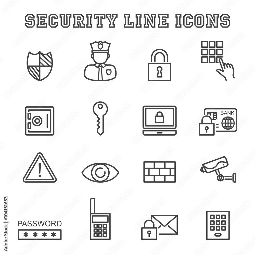Fototapeta premium security line icons