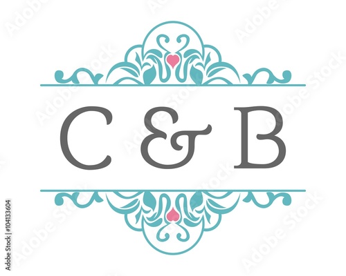 C & B Initial Wedding Ornament Logo