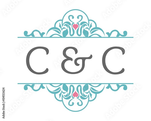 C & C Initial Wedding Ornament Logo