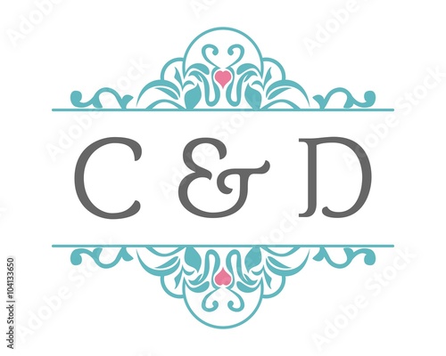 C & D Initial Wedding Ornament Logo