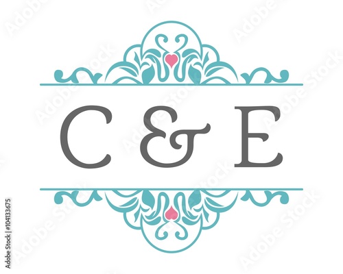 C & E Initial Wedding Ornament Logo