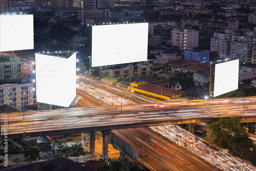 Wallpaper Mural blank billboard or road sign on the highway ,top view Bangkok City at night, Torontodigital.ca