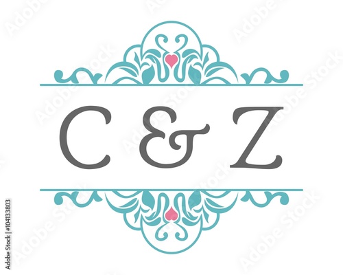 C & Z Initial Wedding Ornament Logo