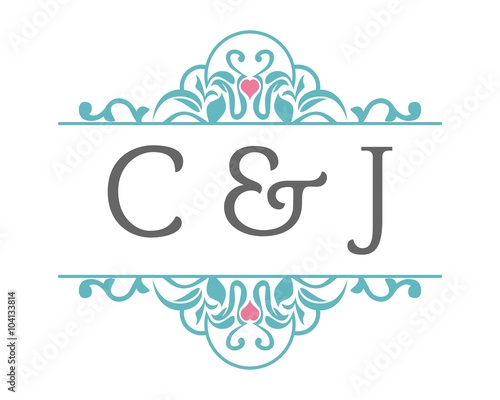 C & J Initial Wedding Ornament Logo