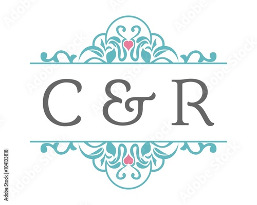 C & R Initial Wedding Ornament Logo