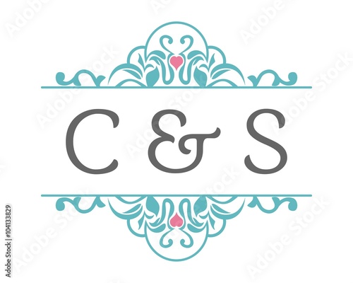 C & S Initial Wedding Ornament Logo