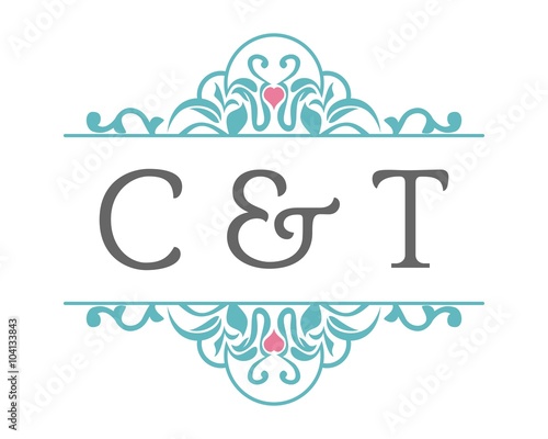 C & T Initial Wedding Ornament Logo