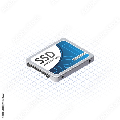 Isometric Solid State Drive Vector Illustration