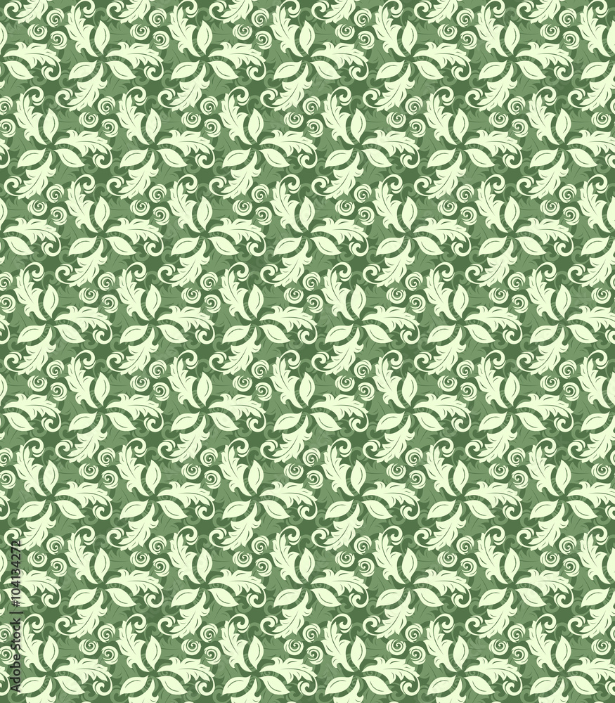 Floral green ornament. Seamless abstract background with fine pattern Floral green ornament. Seamless abstract background with fine pattern