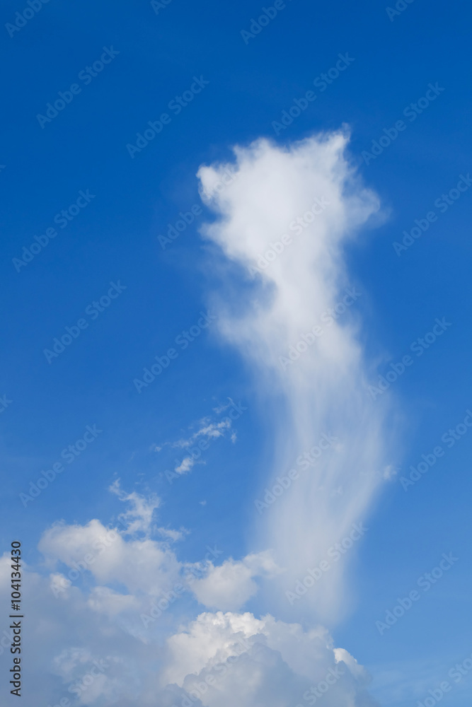 cloud shape on clear blue sky background