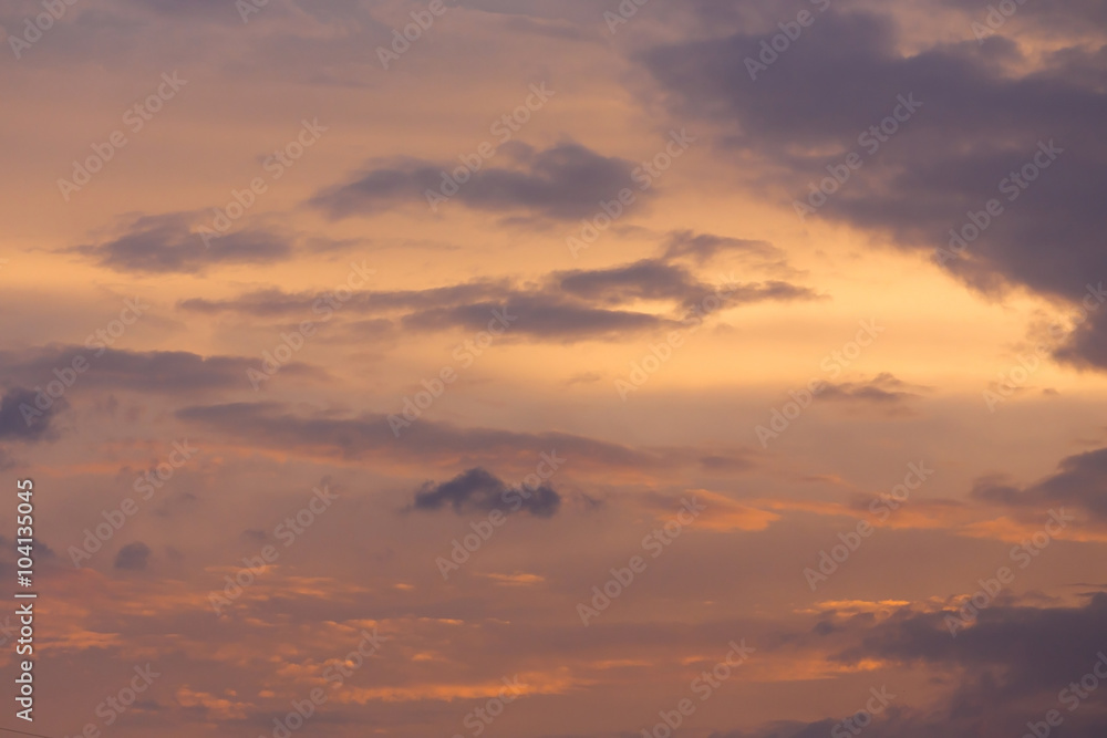 twilight sunset sky with colorful cloud background