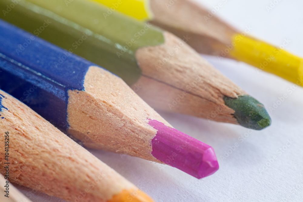 Obraz premium Macro photo of colored pencils.