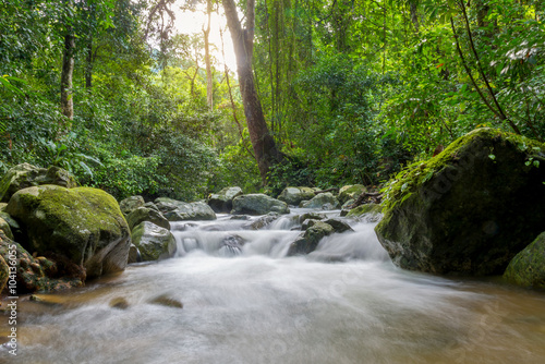 Waterfall in deep rain forest jungle  Krok E Dok Waterfall Sarab