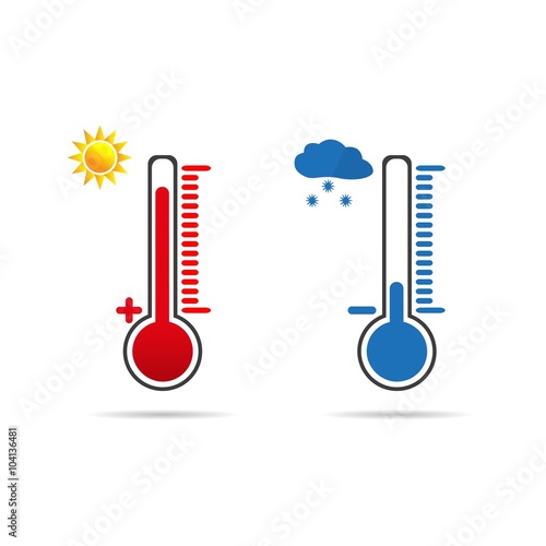 Two thermometer show cold and heat, vector