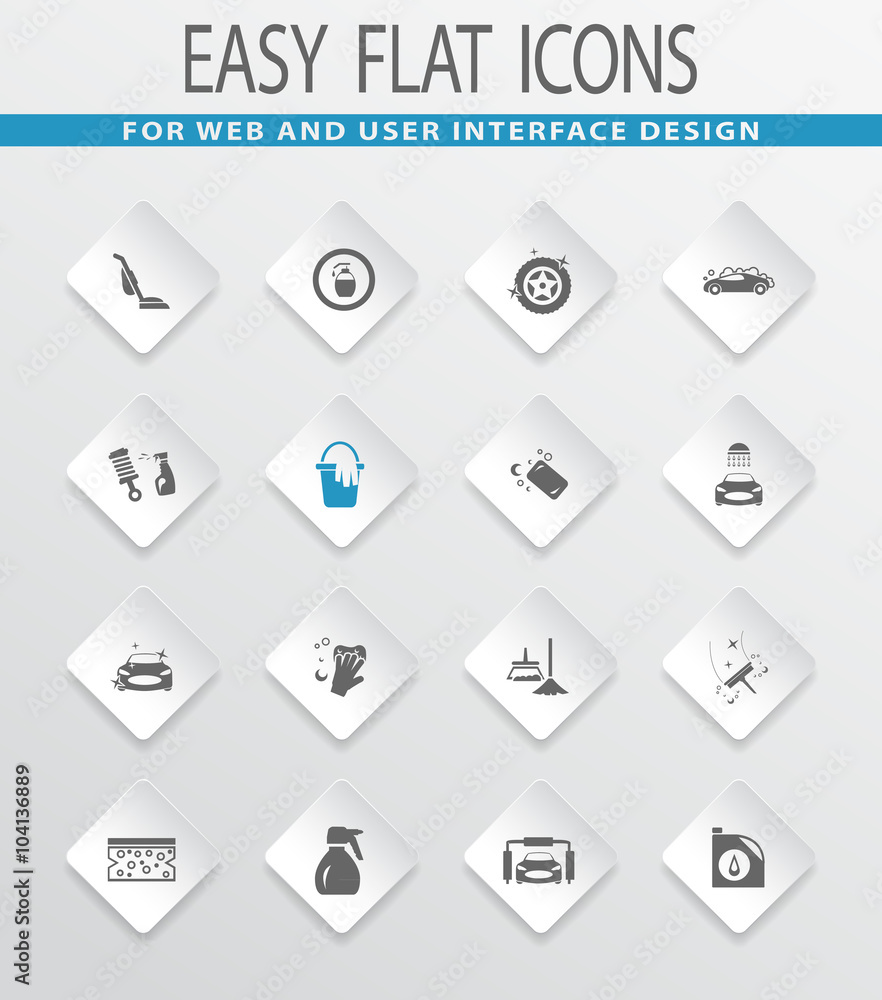 Car wash shower service icons set Car wash shower service icons set