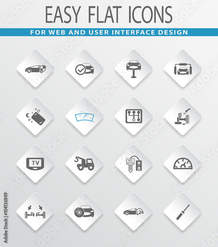 Car shop icons set