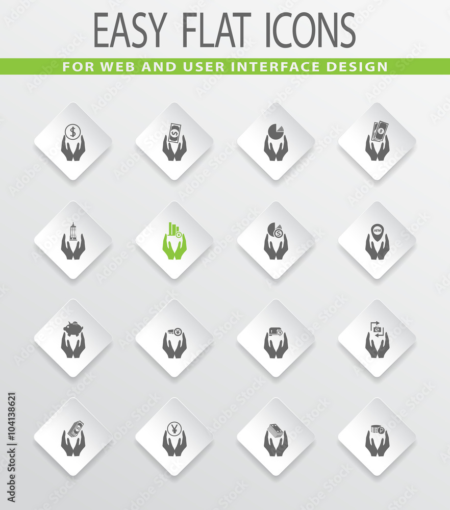 Hand and money icons set Hand and money icons set