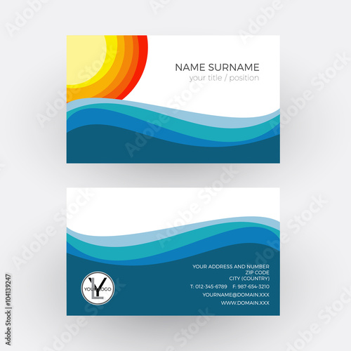 Vector Abstract summer, sea an sun. Business card