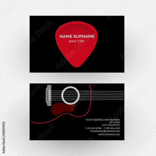 Vector abstract sign plectrum and guitar. Guitarist business car