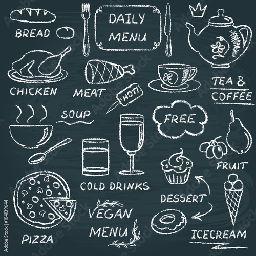 Chalkboard menu elements set 3