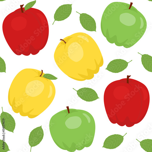 Seamless pattern with cartoon apples