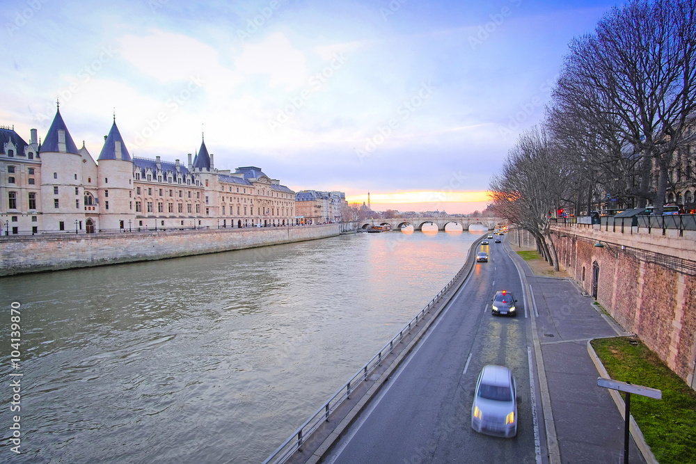 Paris, France, February 9, 2016: river Sena in Paris, France