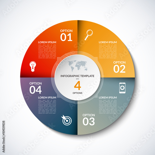 Vector infographic circle template with 4 steps, parts, options