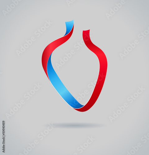 Abstract heart. Ribbon vector design template.