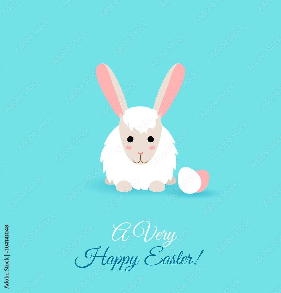 Vector illustration of cute rabbit. Flat Easter card. Vector illustration of cute rabbit. Flat Easter card.